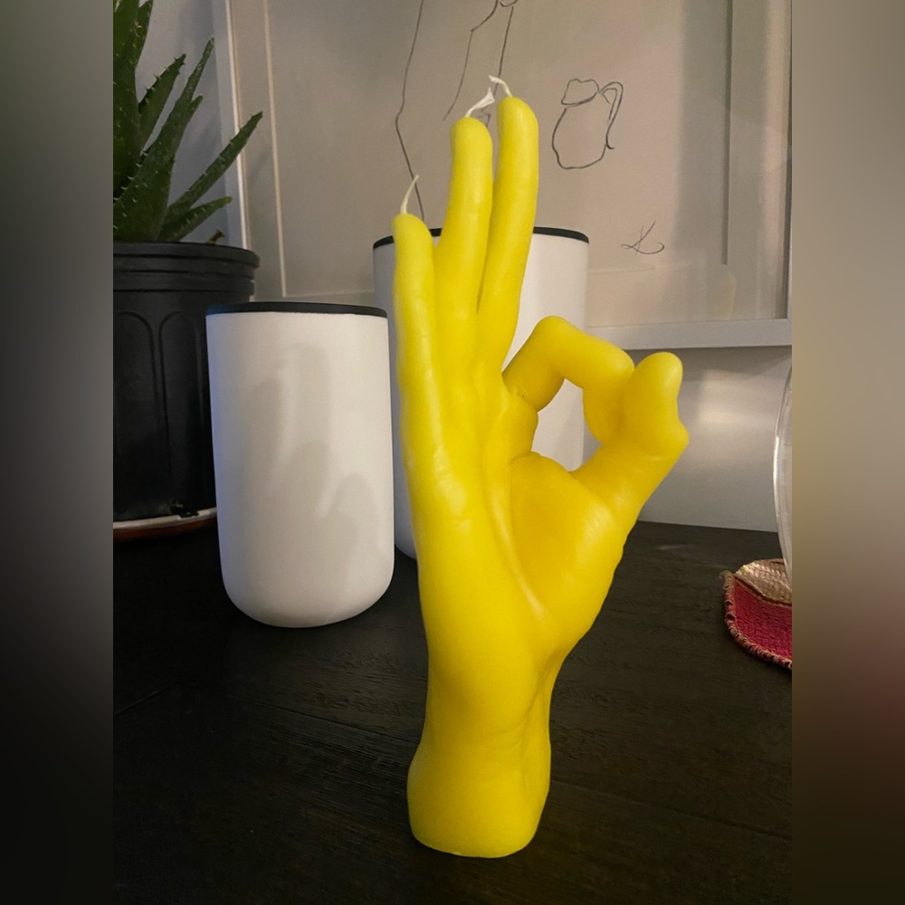 Candlehand OK candle in yellow
